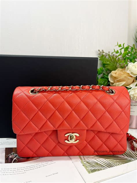 chanel classic red caviar